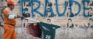 Pintadas de fraude en las calles de Caracas.| Afp