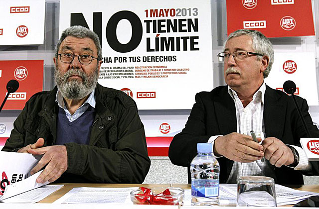 Cndido Mndez e Ignacio Fernndez Toxo, durante la rueda de prensa. | K. Rodrigo