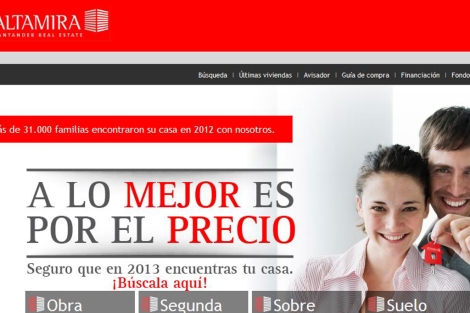 Portal de su filial inmobiliaria, Altamira Santander Real Estate. | ELMUNDO.es
