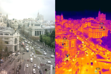 Radiografa trmica de la calle Alcal de Madrid desde Cibeles. | E. M.