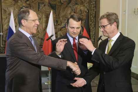 Guido Westerwelle, Sergui Lavrov y, Radoslaw Sikorski