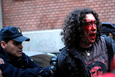 Uno de los detenidos durante la protesta. | Sergio Enriquez-Nistal