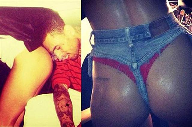 El trasero de Karrueche Tran, ex de Chris Brow, en la cara del rapero (izda) y el de Rihanna. | Instagram