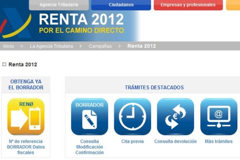 Portal de la Agencia Tributaria donde se puede solicitar el borrador de la Declaracin de la Renta.