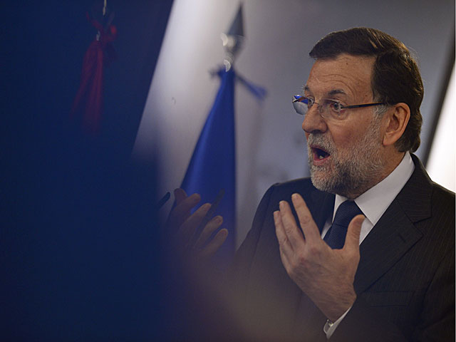 Mariano Rajoy, durante la rueda de prensa. | Pierre-Philippe Marcou / Afp