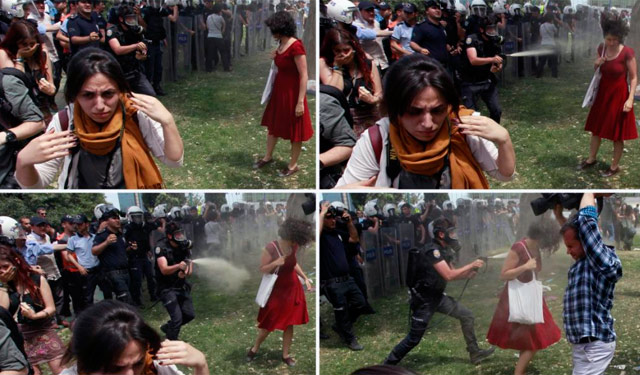 Serie del momento en que fue rociada la mujer. | Reuters