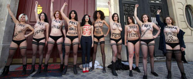 Activistas de Femen protestan en la embajada de Tnez en Pars.|Afp