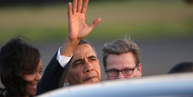 Obama, a su llegada a Berln. | Efe