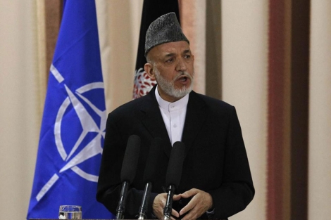 Hamid Karzai, en una intervencin en la OTAN.| Reuters