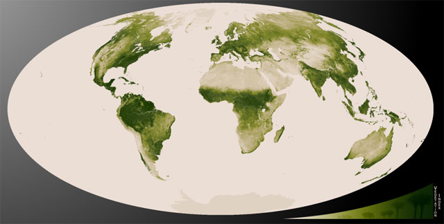 Mapa de la vegetacin de la Tierra elaborado por el satlite Suomi NPP. | NASA