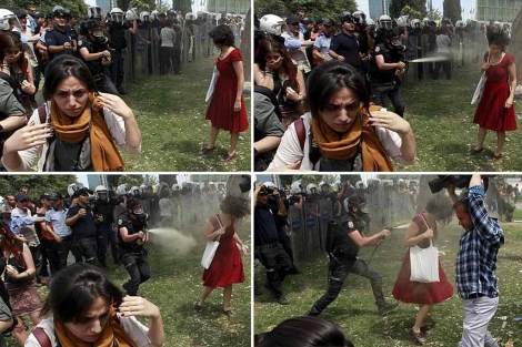 'La mujer de rojo' se convirti en smbolo de las protestas turcas. | Reuters