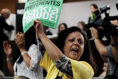 Protestas en la junta de accionistas de Bankia. | Efe