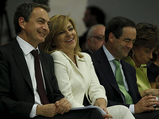 Zapatero, Valenciano y Bono, antes de la intervencin del ex presidente. | Javier Barbancho