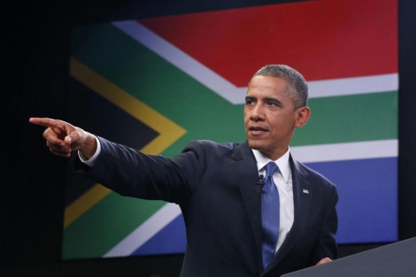 Obama durante su encuentro con los jóvenes en Soweto.| Reuters