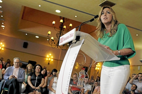 Susana Daz, durante el discurso de presentacin de su candidatura en Antequera. | C. Daz