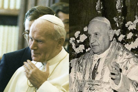 Juan Pablo II (izquierda) y Juan XXIII.