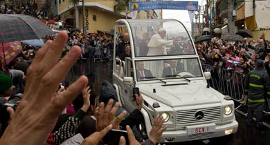 El Papa, tras su visita a la baslica de la Virgen de Aparecida. | Afp
