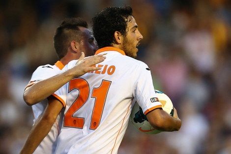 Dani Parejo celebra el tanto conseguido ante el Milan. | AFP