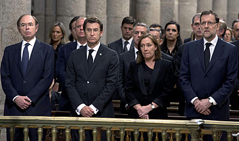 García Escudero, Feijóo, la esposa de Rajoy y el presidente. | Pool