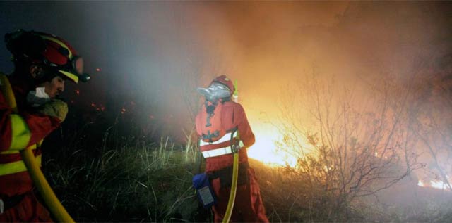 Los equipos de bomberos trabajan en la extincin del fuego. | Efe