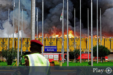 Imagen del incendio en el Aeropuerto de Nairobi