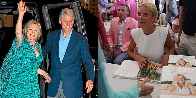 Los Clinton, en una imagen de archivo, y Paltrow, este fin de semana en los Hamptons. | Gtres