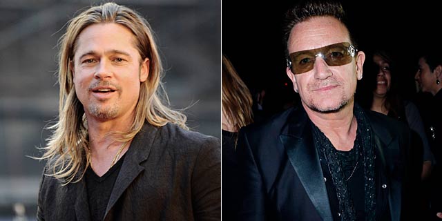 Brad Pitt y el cantante Bono. | Gtres