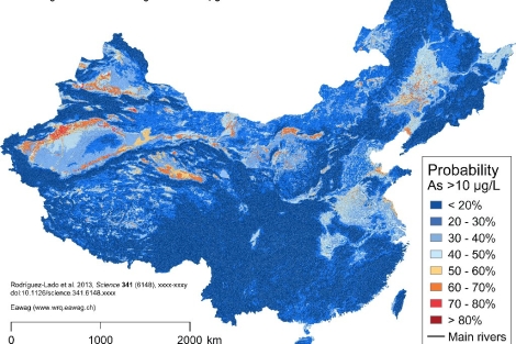 Mapa de los niveles de concentracin de arsnico en China. | USC