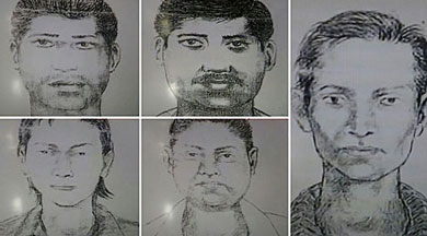 Imagen de los cinco sospechosos facilitada por la Polica de Bombay. | Afp