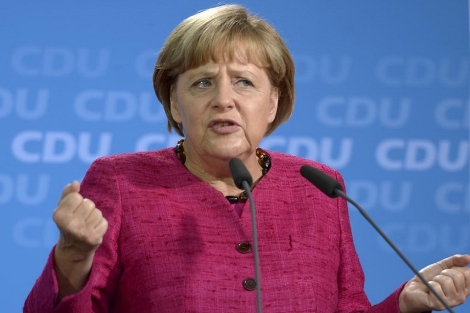 La canciller Angela Merkel durante una intervención | Fabian Bimmer