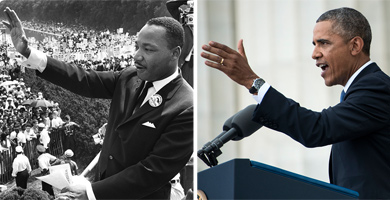 King y Obama, mismo sitio, distintos discursos. | Afp MS IMGENES