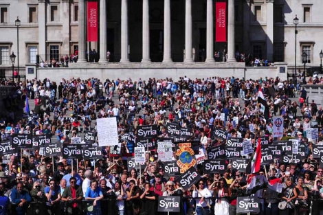 Manifestantes protestan contra la intervencin en Siria en el centro de Londres | Afp