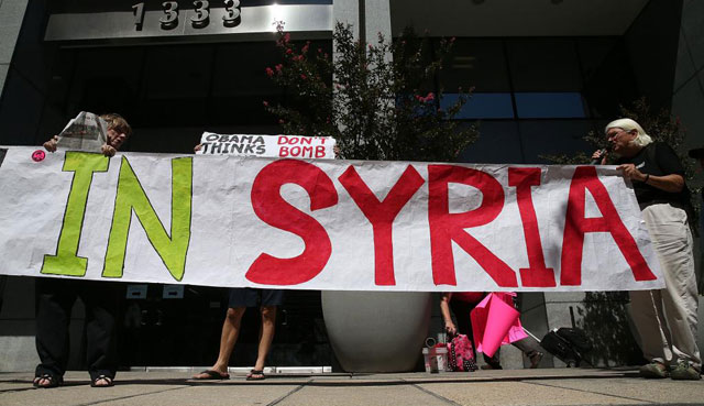 Manifestación en Washington de quienes se oponen a atacar Siria.| Afp