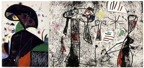 Los bocetos de Miró extraviados y ahora recuperados. | Efe