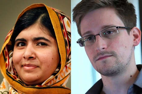 Malala Yousafzai y Edward Snowden. | Afp y Reuters