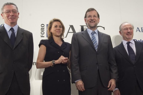 Gallardn, Cospedal, Rajoy y Rato en un acto en 2011. | Begoa Rivas