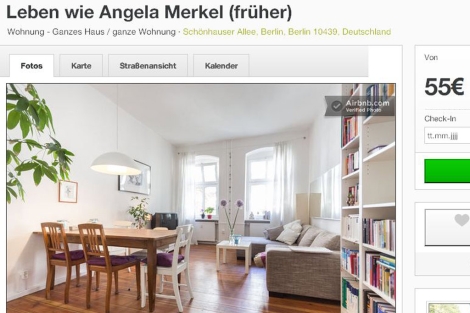 Anuncio del piso en el que residin Angela Merkel varios aos en Berln. | Airbnb