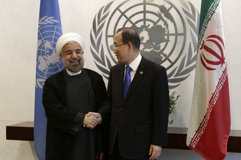 El presidente iran, Hasan Rohani, con Ban Ki-moon. | Efe