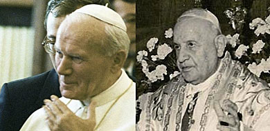 Juan Pablo II (izda.) y Juan XXIII,