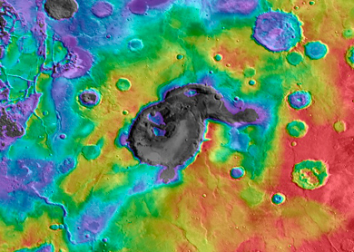 Uno de los volcanes gigantes de Marte.