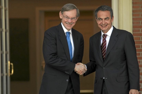 Zoellick en un encuentro con Jos Luis Rodrguez Zapatero en 2009. | Antonio M. Xoubanova