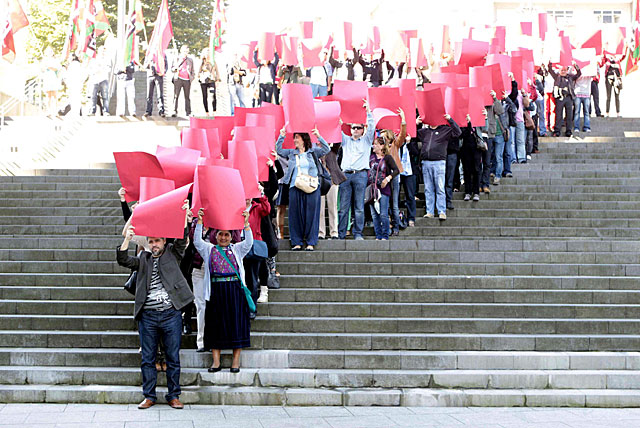 Movilizacin de CCOO en el centro de Bilbao. |Efe