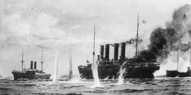 El 'Kaiser Gullermo', durante el bombardeo de 1914.