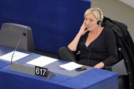 La poltica francesa Marine Le Pen, en el Parlamento Europeo en Estrasburgo. | Afp