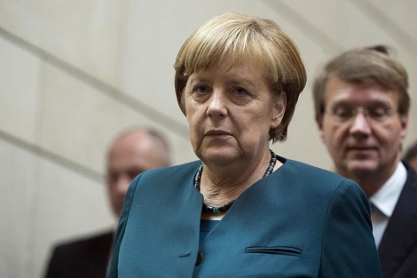 La canciller alemana, Angela Merkel, tras la reunin con Los Verdes. | Afp