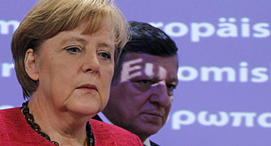 Merkel y Duro Barroso, durante una rueda de prensa. | Reuters