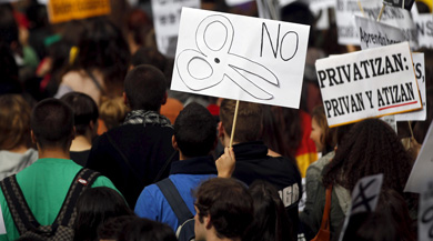 Imagen de la manifestacin de estudiantes contra la LOMCE en Madrid