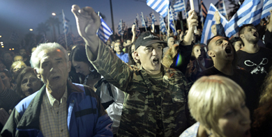 Partidarios de Amanecer Dorado se manifiestan en Atenas. | Afp
