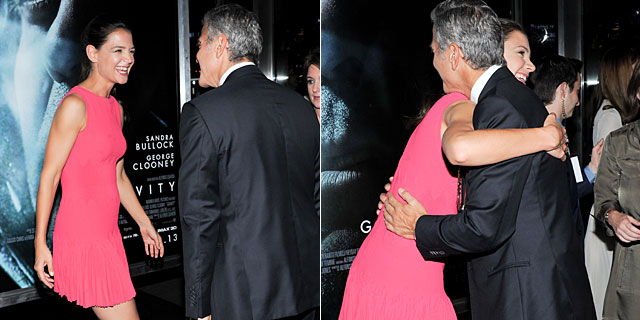 Katie Holmes y George Clooney, en el estreno de Gravity. | Gtres