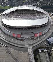 Vista area del estadio de Wembley.